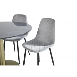 Estelle Rund Spisebordssæt - Sort, Messing Grå