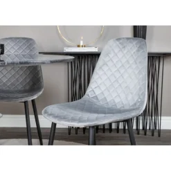 Estelle Rund Spisebordssæt - Sort, Messing Grå