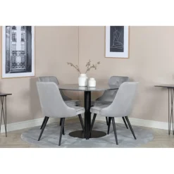 Estelle Rundt Spisebordssæt - Sort og Lysegrå