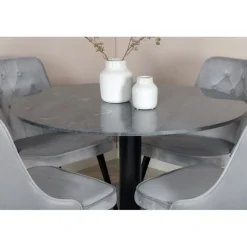 Estelle Rundt Spisebordssæt - Sort og Lysegrå