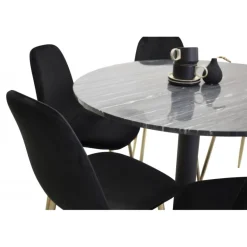 Estelle Rundt Spisebordssæt - Sort og Messing