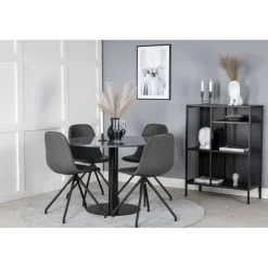 Estelle Rundt Spisebordssæt - Sort