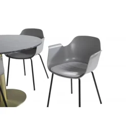 Estelle Rundt Spisebordssæt - Sort, Messing Grå