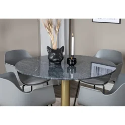 Estelle Rundt Spisebordssæt - Sort, Messing Grå