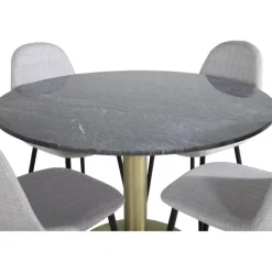 Estelle Rundt Spisebordssæt - Sort, Messing og Lysegrå