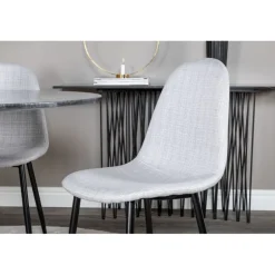 Estelle Rundt Spisebordssæt - Sort, Messing og Lysegrå