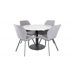 Estelle Rundt Spisebordssæt - Sort Grå og Hvid