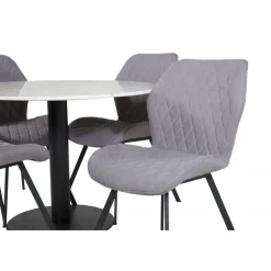 Estelle Rundt Spisebordssæt - Sort Grå og Hvid