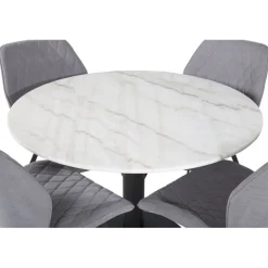 Estelle Rundt Spisebordssæt - Sort Grå og Hvid