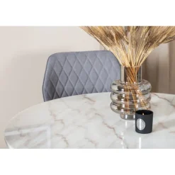 Estelle Rundt Spisebordssæt - Sort Grå og Hvid