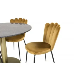 Estelle Rundt Spisebordssæt - Sort og Messing