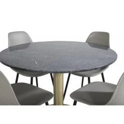 Estelle Rundt Spisebordssæt - Sort, Messing Grå