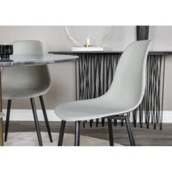 Estelle Rundt Spisebordssæt - Sort, Messing Grå