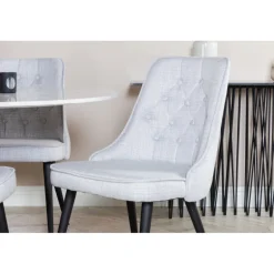 Estelle Rundt Spisebordssæt - Sort, Lysegrå og Hvid