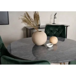 Estelle Rundt Spisebordssæt - Sort, Messing og Grøn