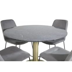 Estelle Rundt Spisebordssæt - Sort, Messing Grå