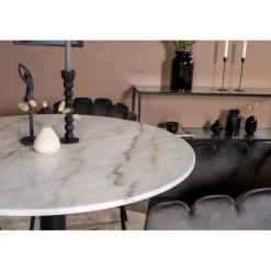 Estelle Rundt Spisebordssæt - Sort Grå og Hvid