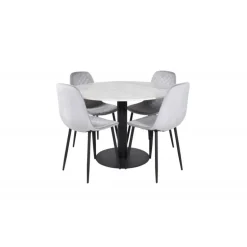 Estelle Rundt Spisebordssæt - Sort Grå og Hvid