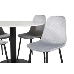 Estelle Rundt Spisebordssæt - Sort Grå og Hvid