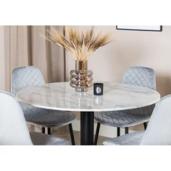 Estelle Rundt Spisebordssæt - Sort Grå og Hvid