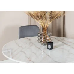 Estelle Rundt Spisebordssæt - Sort Grå og Hvid