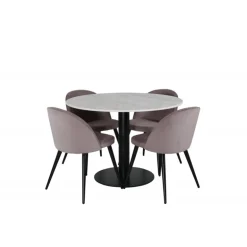 Estelle Rundt Spisebordssæt - Sort, Pink og Hvid