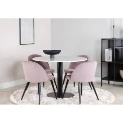 Estelle Rundt Spisebordssæt - Sort, Pink og Hvid