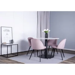 Estelle Rundt Spisebordssæt - Sort, Pink og Hvid