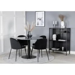 Estelle Rundt Spisebordssæt - Sort