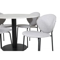 Estelle Rundt Spisebordssæt - Sort Grå og Hvid