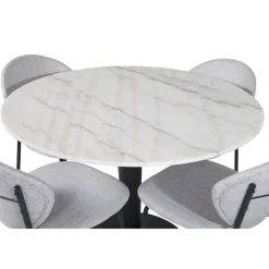 Estelle Rundt Spisebordssæt - Sort Grå og Hvid