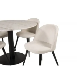 Estelle Rundt Spisebordssæt - Beige, Sort og Hvid