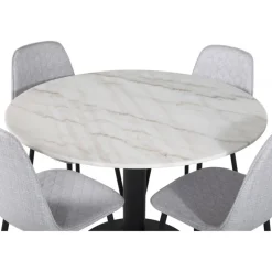 Estelle Rundt Spisebordssæt - Sort Grå og Hvid