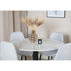 Estelle Rundt Spisebordssæt - Sort Grå og Hvid