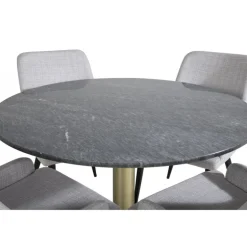 Estelle Rundt Spisebordssæt - Sort, Messing og Lysegrå