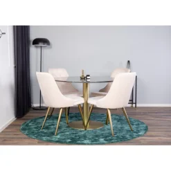 Estelle Rundt Spisebordssæt - Beige, Sort og Messing