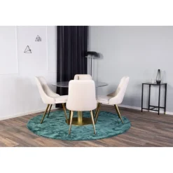 Estelle Rundt Spisebordssæt - Beige, Sort og Messing