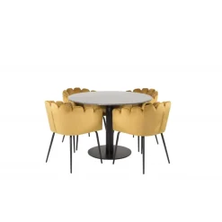 Estelle Rundt Spisebordssæt - Sort og Messing