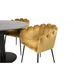 Estelle Rundt Spisebordssæt - Sort og Messing