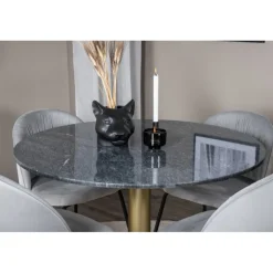 Estelle Rundt Spisebordssæt - Sort, Messing Grå