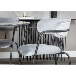 Estelle Rundt Spisebordssæt - Sort, Messing Grå