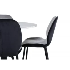 Estelle Rundt Spisebordssæt - Sort, Lysegrå og Hvid