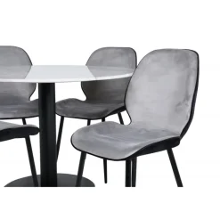 Estelle Rundt Spisebordssæt - Sort, Lysegrå og Hvid