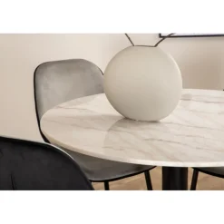 Estelle Rundt Spisebordssæt - Sort, Lysegrå og Hvid