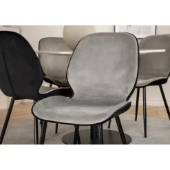 Estelle Rundt Spisebordssæt - Sort, Lysegrå og Hvid