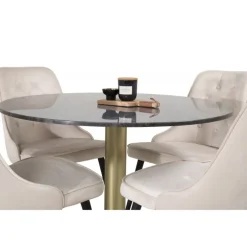 Estelle Rundt Spisebordssæt - Beige, Sort og Messing