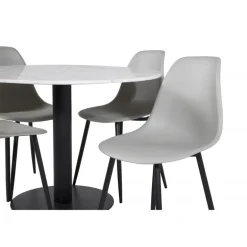 Estelle Rundt Spisebordssæt - Sort Grå og Hvid