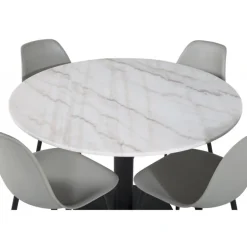 Estelle Rundt Spisebordssæt - Sort Grå og Hvid