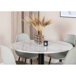 Estelle Rundt Spisebordssæt - Sort Grå og Hvid