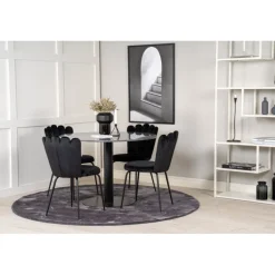 Estelle Rundt Spisebordssæt - Sort